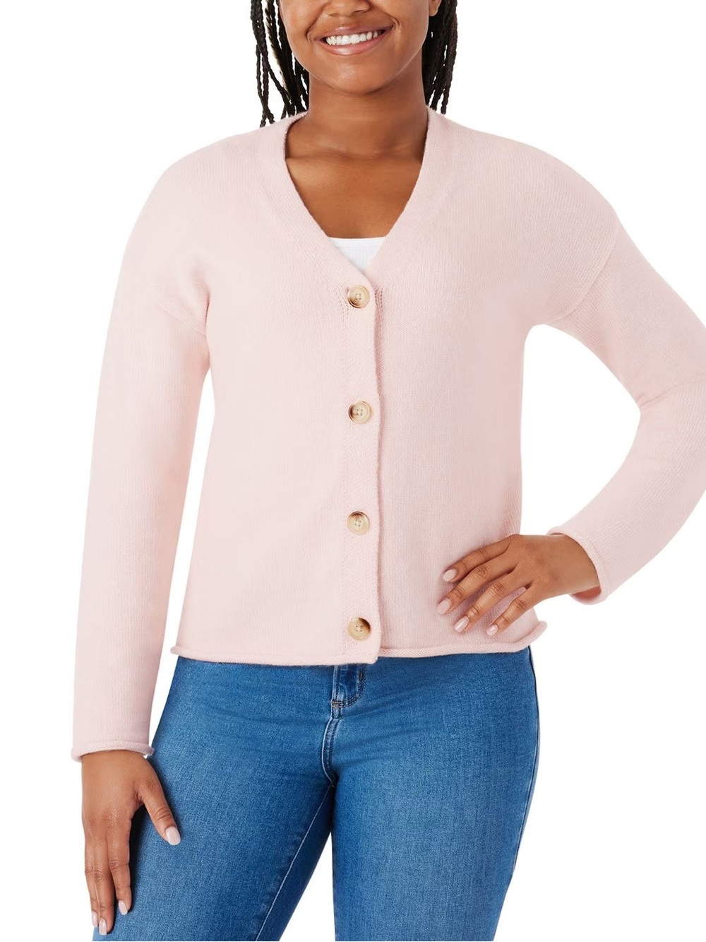 Member's Mark Soft Knit V-Neck Cardigan Sweater - Women's Size Small Pink
